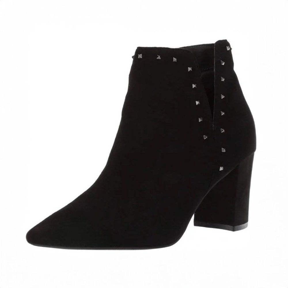 Marc Fisher Client Black suede Pointed Toe High Heel Zip Up ankle boot, size 8.5